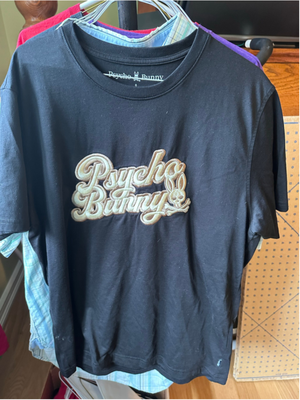 Men's Psycho Bunny Black Short Sleeve Graphic Tee, Size L